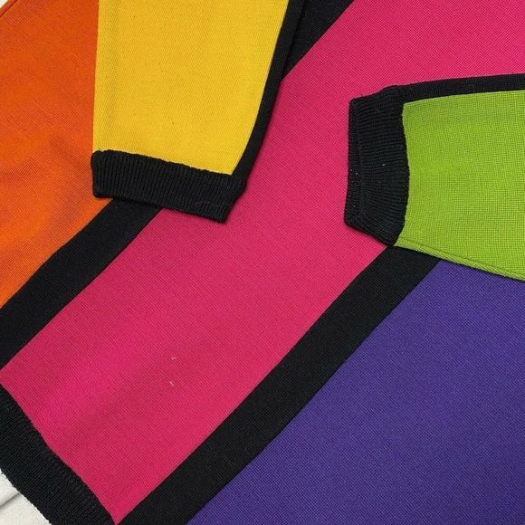 Rainbow Sweater Restless Clothiers Medium 60s Retro Wool Blend Vertical Stripes - Picture 4 of 6